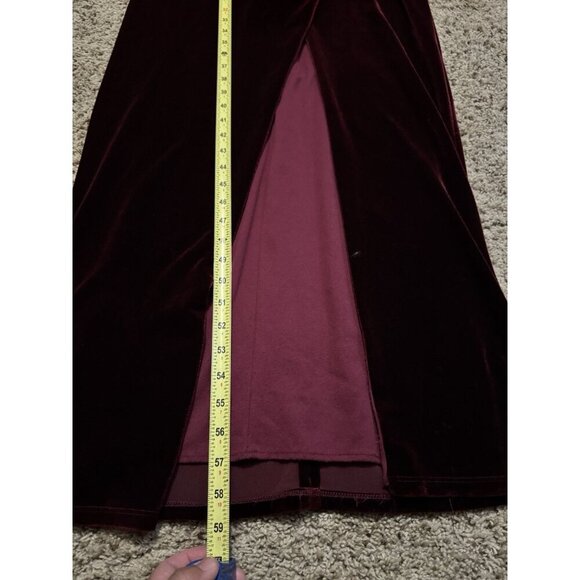 BETSY ADAM Purple Maroon Velvet Evening Gown Dress Slit Pageant Prom Wedding Sz6 - Picture 9 of 10